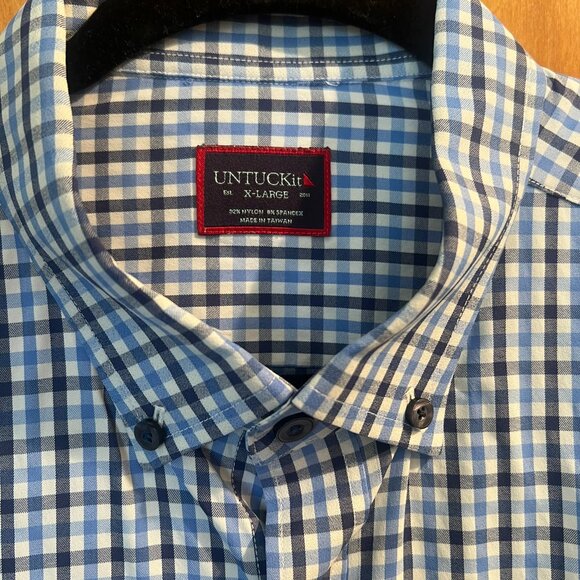 Classic Blue Plaid Button Down // UNTUCKit Men's Size XL - Picture 2 of 7